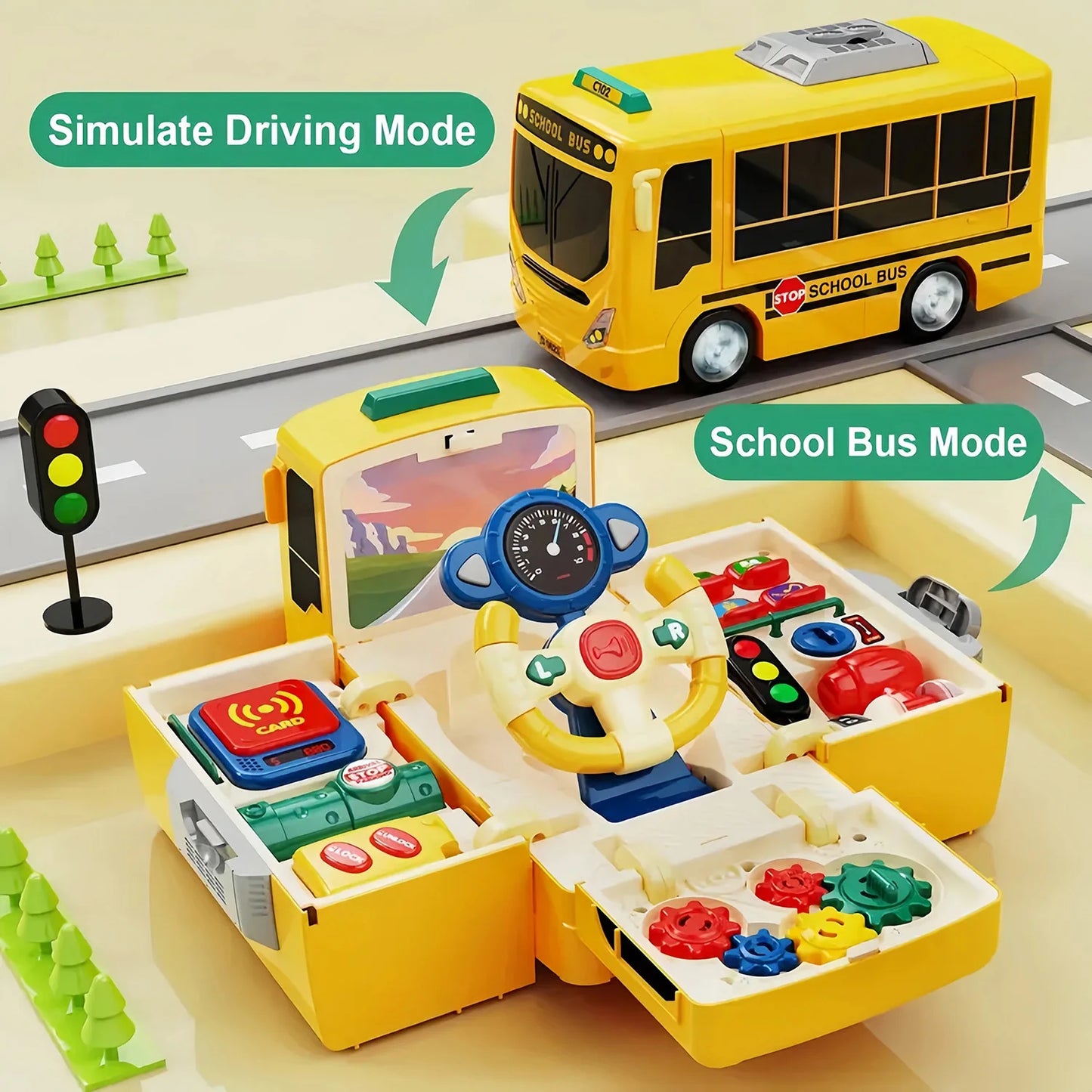 Toddler School Bus Toy With Sound and Light